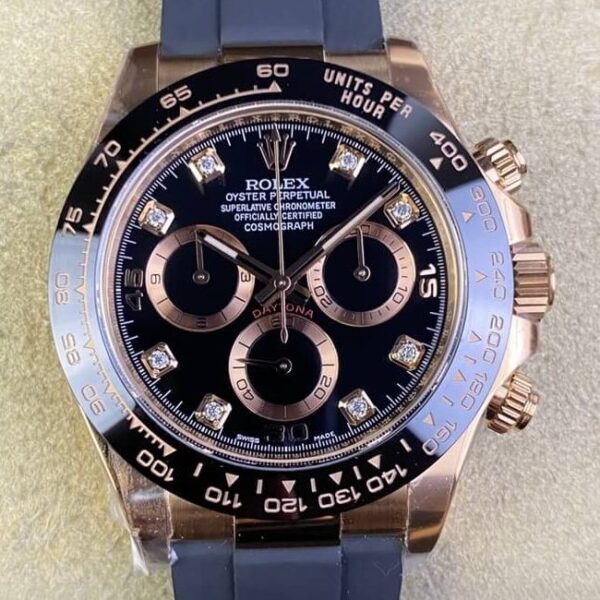 Clean Daytona Watches M116515LN-0057 Black Diamond Dial