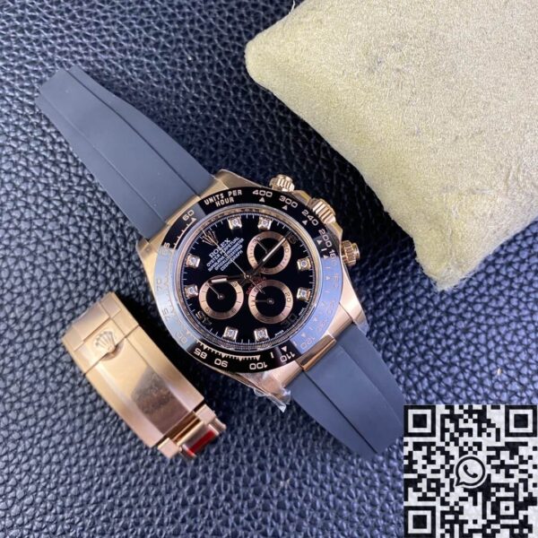 Clean Daytona Watches M116515LN-0057 Black Diamond Dial