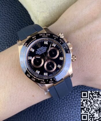 Clean Daytona Watches M116515LN-0057 Black Diamond Dial