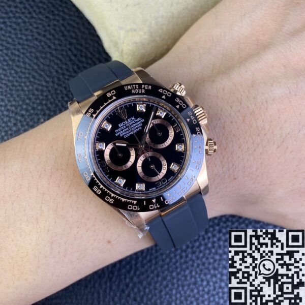 Clean Daytona Watches M116515LN-0057 Black Diamond Dial