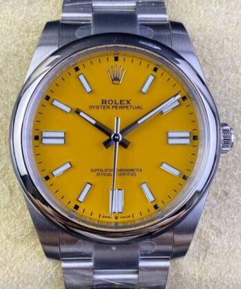 Clean Replica Oyster Perpetual Rolex M124300-0004 Yellow Dial