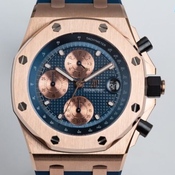 AP Fake Watch Royal Oak Offshore 26238OR Rose Gold Blue Dial