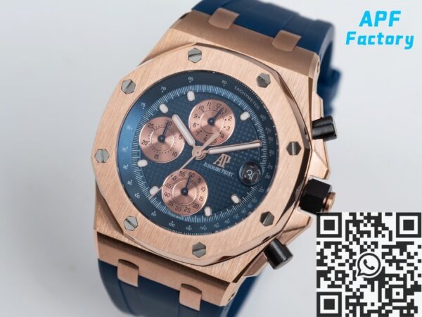 AP Fake Watch Royal Oak Offshore 26238OR Rose Gold Blue Dial