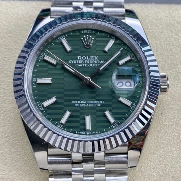 Men's Rolex Datejust M126334-0030 Mint Green Watch Size 41mm