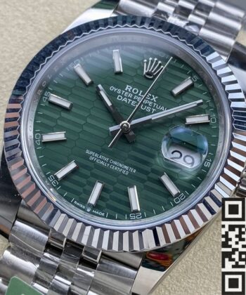 Men's Rolex Datejust M126334-0030 Mint Green Watch Size 41mm