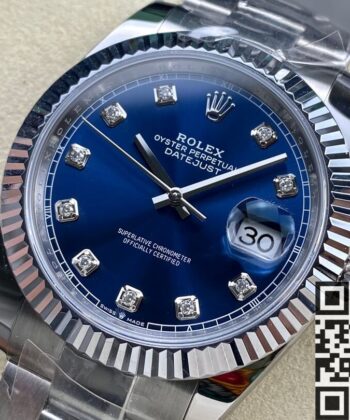 Rolex Datejust Blue M126334-0015 Diamond Watch Size 41mm