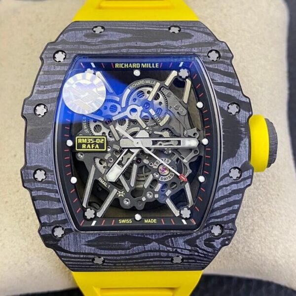 Replica Richard Mille Watch​ RM35-02 V3 Yellow Rubber Strap ZF