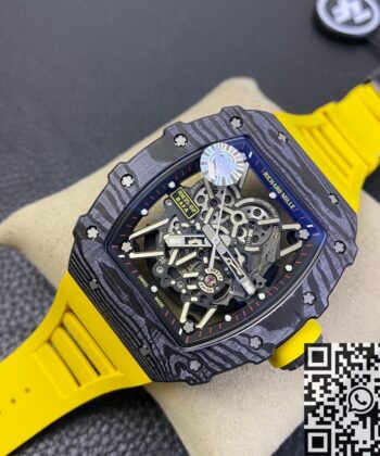 Replica Richard Mille Watch​ RM35-02 V3 Yellow Rubber Strap ZF