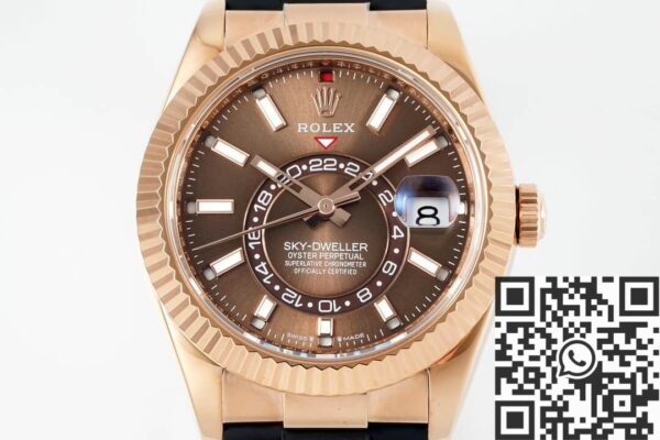 Sky Dweller Rolex M326235-0005 Gold Bezel Brown Dial Watch