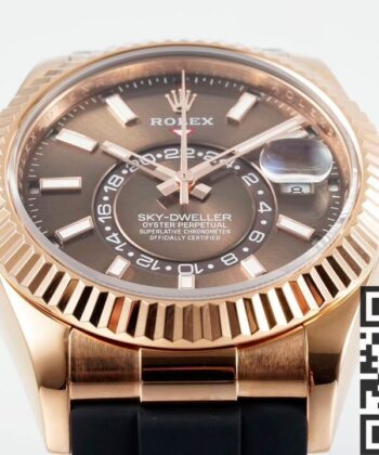 Sky Dweller Rolex M326235-0005 Gold Bezel Brown Dial Watch