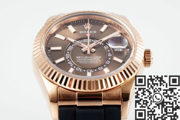 Sky Dweller Rolex M326235-0005 Gold Bezel Brown Dial Watch