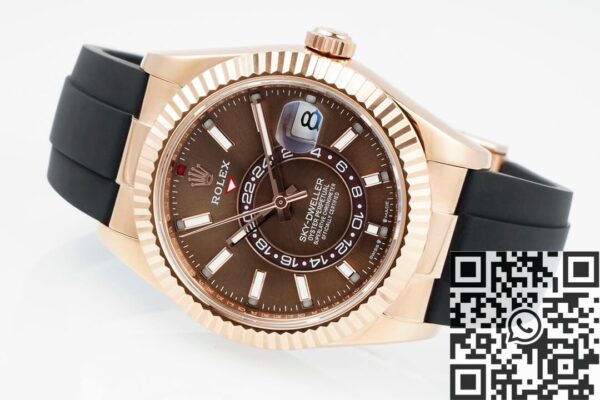 Sky Dweller Rolex M326235-0005 Gold Bezel Brown Dial Watch