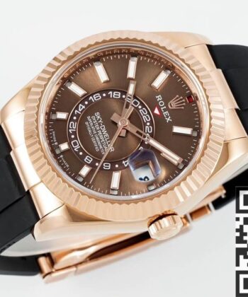 Sky Dweller Rolex M326235-0005 Gold Bezel Brown Dial Watch