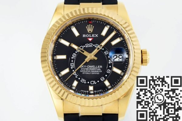 Sky-Dweller Rolex M336238-0002 Gold Watch Case Rubber Strap