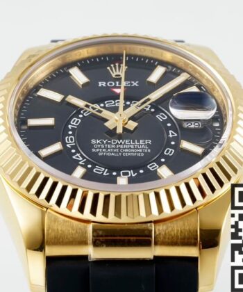 Sky-Dweller Rolex M336238-0002 Gold Watch Case Rubber Strap