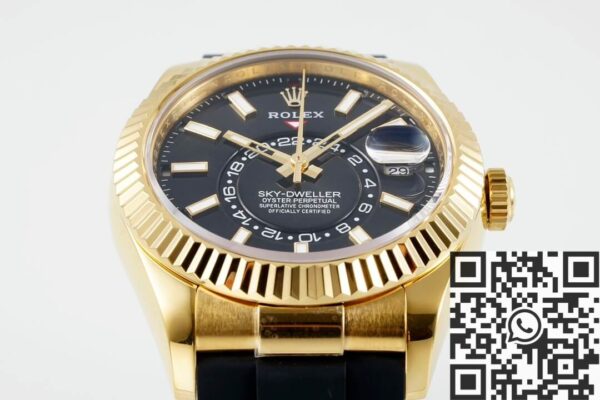 Sky-Dweller Rolex M336238-0002 Gold Watch Case Rubber Strap