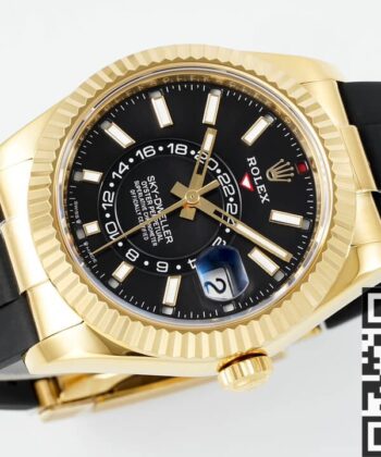 Sky-Dweller Rolex M336238-0002 Gold Watch Case Rubber Strap