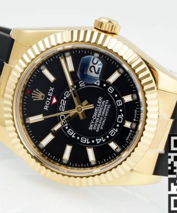 Sky-Dweller Rolex M336238-0002 Gold Watch Case Rubber Strap