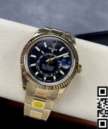 Sky-Dweller Rolex Gold M326938-0004 Black Dial Noob Factory