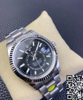 Fake Sky Dweller Watch Rolex M326934-0005 Gloss Black Dial