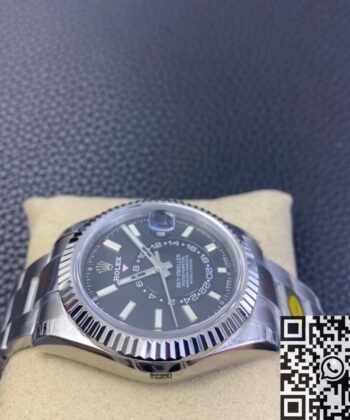 Fake Sky Dweller Watch Rolex M326934-0005 Gloss Black Dial