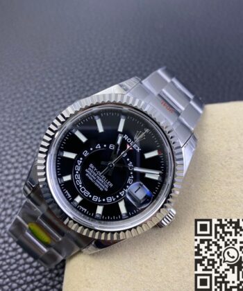 Fake Sky Dweller Watch Rolex M326934-0005 Gloss Black Dial