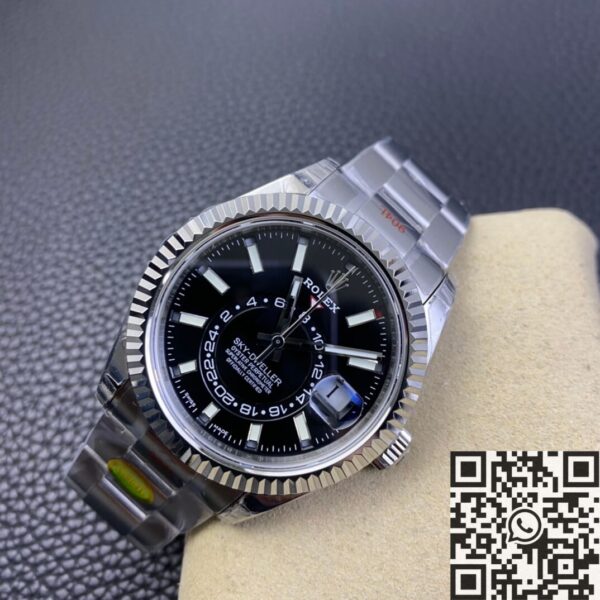 Fake Sky Dweller Watch Rolex M326934-0005 Gloss Black Dial