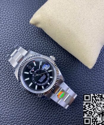 Fake Sky Dweller Watch Rolex M326934-0005 Gloss Black Dial