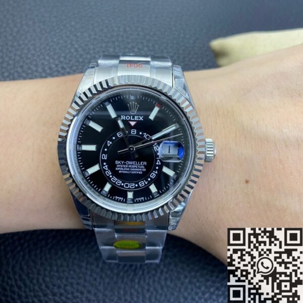 Fake Sky Dweller Watch Rolex M326934-0005 Gloss Black Dial