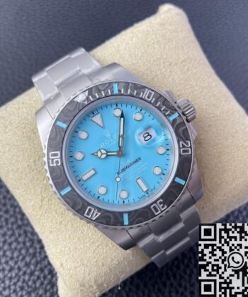 Rolex Men's Submariner​ Custom Tiffany Blue Size 40mm Watch