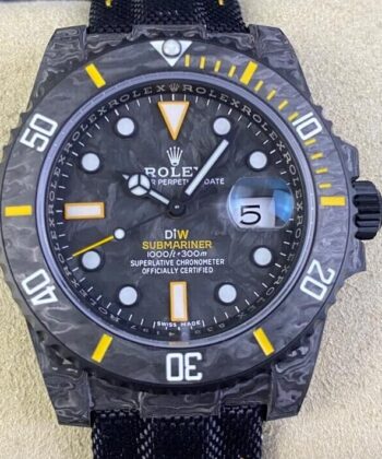 Rolex Submariner Sale Custom Carbon Fiber Case Yellow Watch