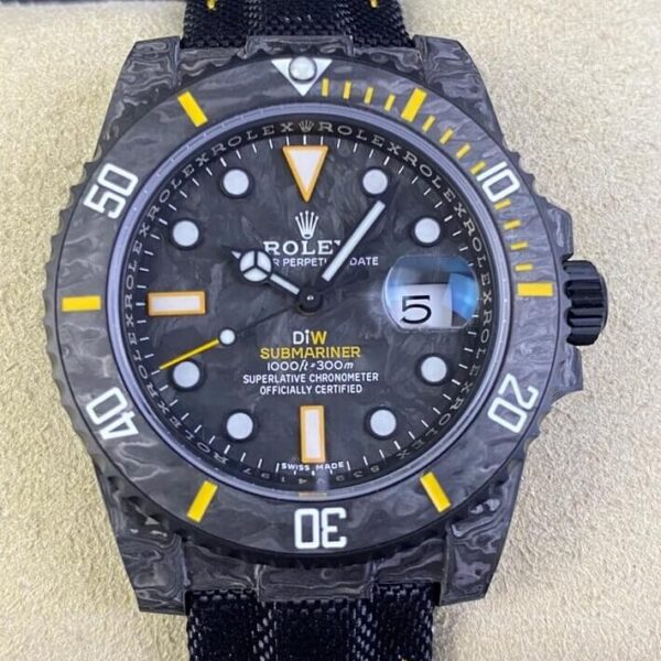 Rolex Submariner Sale Custom Carbon Fiber Case Yellow Watch