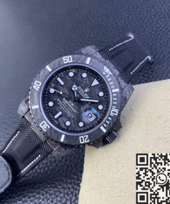 Rolex Submariner Replica Watches Carbon Fiber Case White