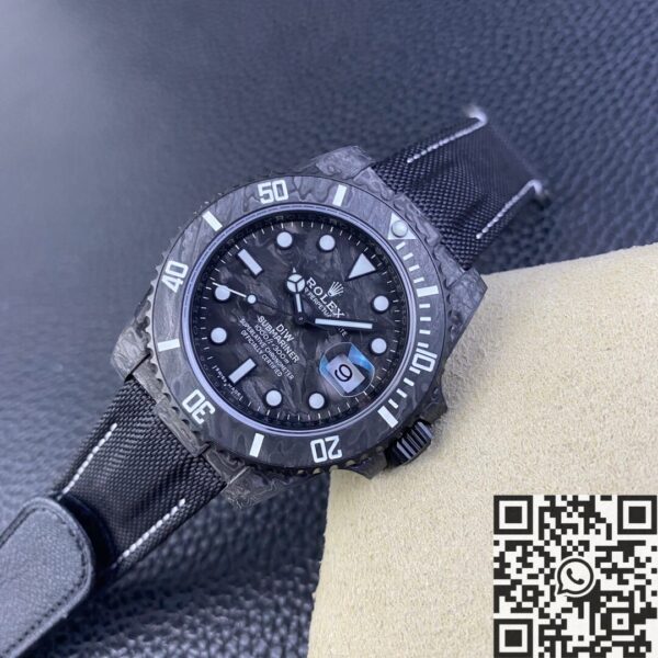 Rolex Submariner Replica Watches Carbon Fiber Case White