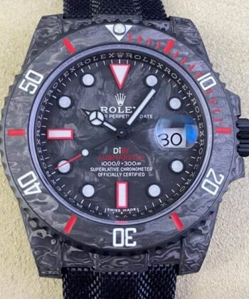Rolex Submariner Copy Custom Colored Carbon Fiber Case Red