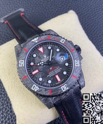 Rolex Submariner Copy Custom Colored Carbon Fiber Case Red