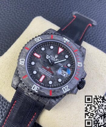 Rolex Submariner Copy Custom Colored Carbon Fiber Case Red
