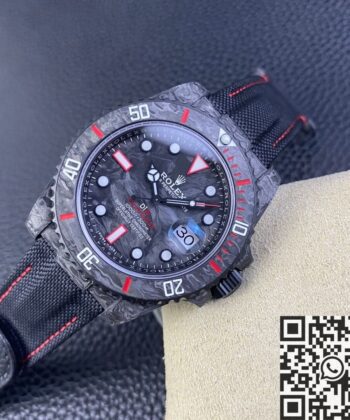 Rolex Submariner Copy Custom Colored Carbon Fiber Case Red