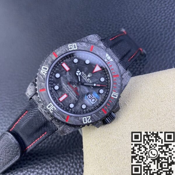 Rolex Submariner Copy Custom Colored Carbon Fiber Case Red