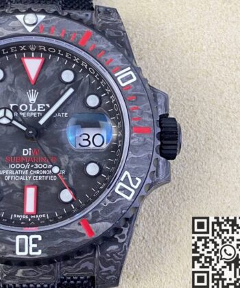 Rolex Submariner Copy Custom Colored Carbon Fiber Case Red
