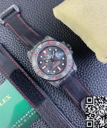 Rolex Submariner Copy Custom Colored Carbon Fiber Case Red