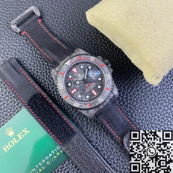 Rolex Submariner Copy Custom Colored Carbon Fiber Case Red