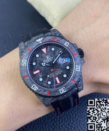 Rolex Submariner Copy Custom Colored Carbon Fiber Case Red