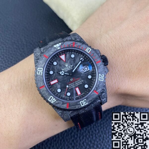 Rolex Submariner Copy Custom Colored Carbon Fiber Case Red