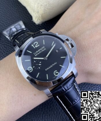 Panerai Luminor Replica Watch PAM312 Black Leather Strap