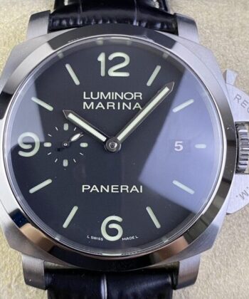 Panerai Luminor Replica Watch PAM312 Black Leather Strap