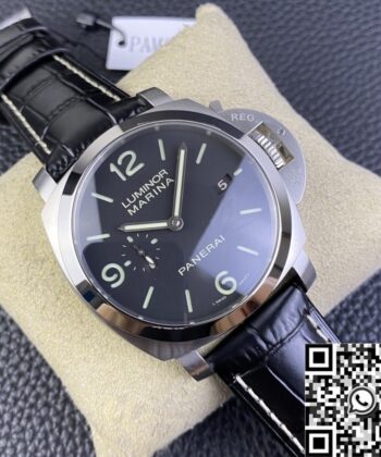 Panerai Luminor Replica Watch PAM312 Black Leather Strap