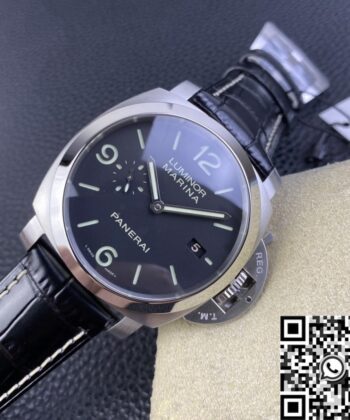 Panerai Luminor Replica Watch PAM312 Black Leather Strap