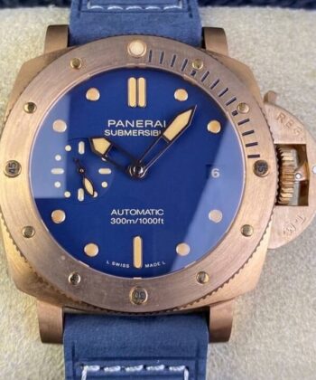Panerai 42MM Submersible PAM01074 Matt Blue Dial Bronze