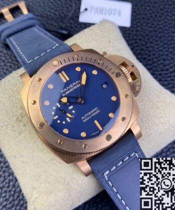 Panerai 42MM Submersible PAM01074 Matt Blue Dial Bronze